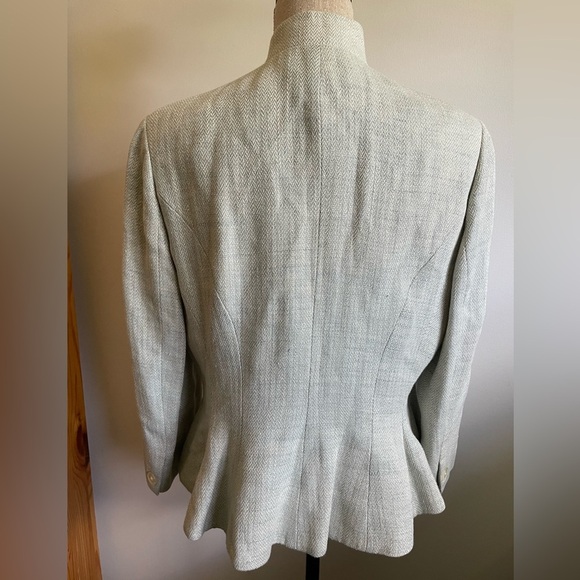 Lauren Ralph Lauren 100% Linen Blazer Jacket Lined Twill Blue Ivory Women's S-14 - Picture 2 of 3